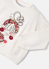Mayoral Kız Çocuk İşlemeli Çizim Sweatshirt Bej 3469
