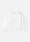 Mayoral Kız Çocuk İşlemeli Harfli Sweatshirt Krem 3468
