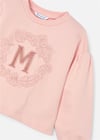 Mayoral Kız Çocuk İşlemeli Harfli Sweatshirt Pudra 3468