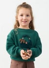 Mayoral Kız Çocuk Kabartmalı Sweatshirt Zümrüt Yeşili 4407