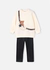 Mayoral Kız Çocuk Tayt Sweatshirt Takım Krem 4727