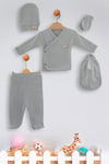 Özlem Bebe Unisex Bebek 5'li Lüx Zıbın Takım Gri 4205