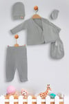 Özlem Bebe Unisex Bebek 5'li Lüx Zıbın Takım Gri 4205
