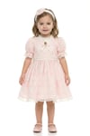 Pamina Kız Bebek Bandanalı Dantelli Elbise Pudra 36315