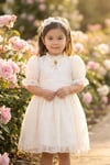 Pamina Kız Bebek Bandanalı Dantelli Elbise Ekru 36315