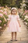 Pamina Kız Bebek Bandanalı Dantelli Elbise Pudra 36315
