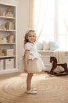 Pamina Kız Bebek Bandanalı Fiyonklu Tül Elbise Bej 36168