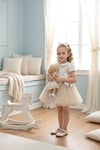 Pamina Kız Bebek Bandanalı Fiyonklu Tül Elbise Bej 36168
