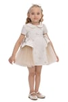 Pamina Kız Bebek Bandanalı Fiyonklu Tül Elbise Bej 36168