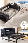 Prego Dubai 3in1 Anne Yanı Park Yatak Oyun Parkı Sallanır Beşik Yana Açılır - Kolay Katlanır +Yatak Hediye FÜME