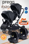 Prego İbiza New Pro Travel Sistem İkiz Bebek Arabası Siyah