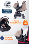 Prego Lotus Pro Kabin Boy Travel Bebek Arabası -Tek Elle Katlanır-Hafif -UV Tenteli -Yağmurluk-Örtü-Kılıf Kahve