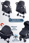 Prego Lotus Pro Kabin Boy Travel Bebek Arabası -Tek Elle Katlanır-Hafif -UV Tenteli -Yağmurluk-Örtü-Kılıf Siyah