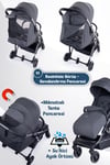 Prego Lotus Pro Kabin Boy Travel Bebek Arabası -Tek Elle Katlanır-Hafif -UV Tenteli -Yağmurluk-Örtü-Kılıf Gri