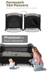 Prego Premium Anne Yanı Dönenceli Oyun Parkı 70*120 Cm Gri 8048