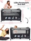 Prego Premium Anne Yanı Oyun Parkı 70*120 Cm Gri 8048