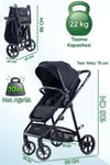 Prego Stein Portbebeli Travel Bebek Arabası Siyah 2097