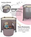 Prego Tokyo Dönenceli Oyun Parkı 70*110 Cm Bej + Yatak Hediyeli