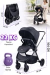 Prego Venüs Premium Çift Yönlü Bebek Arabası Siyah