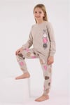 RolyPoly Kız Çocuk Baskılı Pijama Takımı Bej RP3704-2