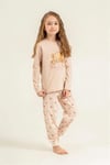 RolyPoly Kız Çocuk Baskılı Pijama Takımı Bej RP3915-3
