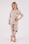 RolyPoly Kız Çocuk Baskılı Pijama Takımı Bej RP3704-2