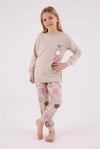 RolyPoly Kız Çocuk Baskılı Pijama Takımı Bej RP3704-2