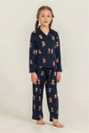RolyPoly Kız Çocuk Winter Bear Gömlek Pijama Takımı Lacivert RP3919-3