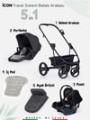Sunny Baby 9023 İcon Travel Sistem Bebek Arabası Siyah 