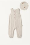 Tiffany Baby Bebek Lycra Theme Müslin Düğmeli Uzun Tulum Bej 26024