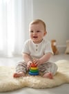 Tiffany Baby Bebek Stripe Theme Keten Pantolon Bej 17031