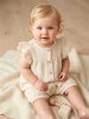 Tiffany Baby Kız Bebek Glow Theme Müslin Fırfırlı Tişört Bej 21138