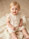 Tiffany Baby Kız Bebek Glow Theme Müslin Fırfırlı Tişört Bej 21138