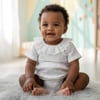 Tiffany Kız Bebek Müslin Fırfırlı Kısa Kollu Body Ekru 10008