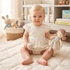 Tiffany Kız Bebek Olive Branch Theme Elbise Badi Ekru 46086
