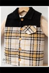 Tongs Baby Erkek Bebek Big Plaid 3'lü Yelek Kadife Pantolon Takım Hardal 6002