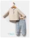 Tongs Baby Erkek Bebek Plaid Alt Üst Takım Mavi 5795