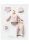 Tongs Baby Kız Bebek Newborn Etamine 5'li Hastane Çıkış Seti Pembe 5684