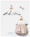 Tongs Baby Kız Bebek Saç Bantlı Elbise Bolero Takım Bej 8191
