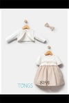 Tongs Baby Kız Bebek Saç Bantlı Elbise Bolero Takım Bej 8191