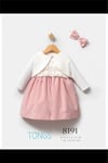 Tongs Baby Kız Bebek Saç Bantlı Elbise Bolero Takım Pembe 8191
