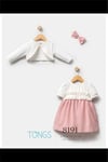 Tongs Baby Kız Bebek Saç Bantlı Elbise Bolero Takım Pembe 8191
