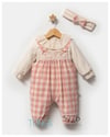 Tongs Baby Kız Bebek Sensitive Saç Bantlı Salopet Body Takım Pembe 5776