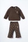 U.S Polo Assn Kız Bebek Sweatshirt Tayt Takım Kahverengi USB3251