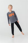 U.S Polo Assn Erkek Çocuk Baskılı Pijama Takımı Füme US2634-G