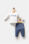 U.S Polo Assn Kız Bebek 3'lü Kapüşonlu Ceket Takım Mavi USB2778