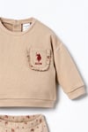 U.S Polo Assn Kız Bebek Sweatshirt Tayt Takım Bej USB3251