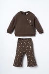 U.S Polo Assn Kız Bebek Sweatshirt Tayt Takım Kahverengi USB3251