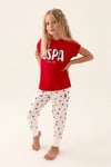 U.S. Polo Assn. Kız Çocuk Pamuklu Pijama Takımı Kırmızı US1834-4