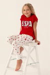 U.S. Polo Assn. Kız Çocuk Pamuklu Pijama Takımı Kırmızı US1834-4
